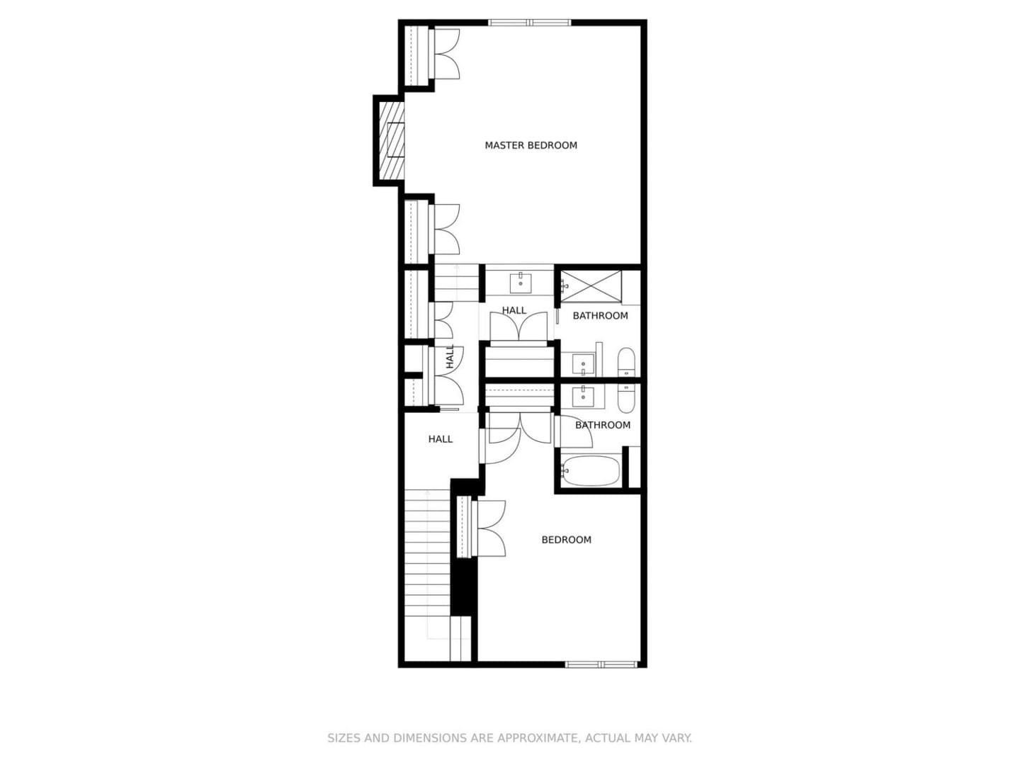 A floor plan of the ground level of a house.