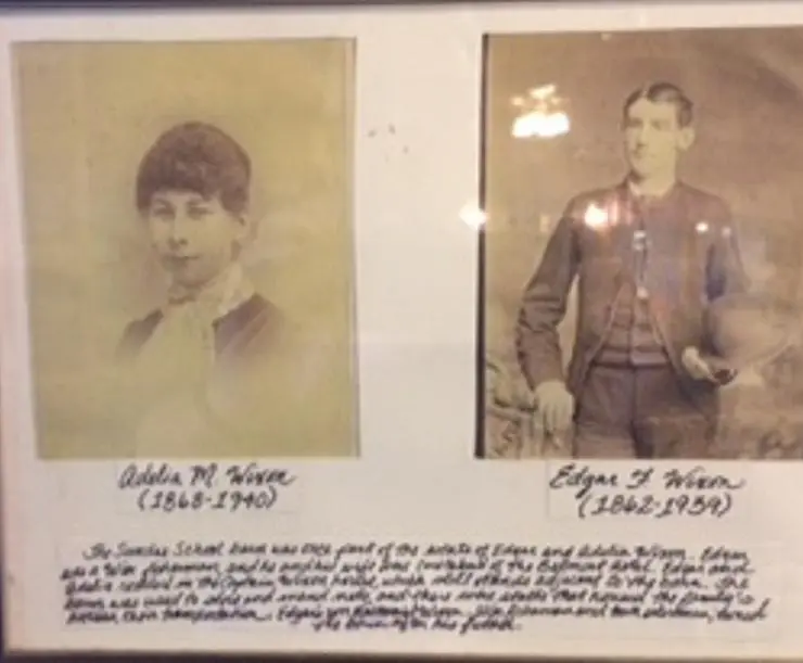 Two old photographs of a man and woman.